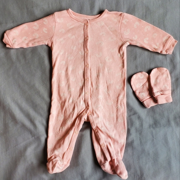 Rainbow Sleeper with Mittens 0-3 month - Picture 1 of 3